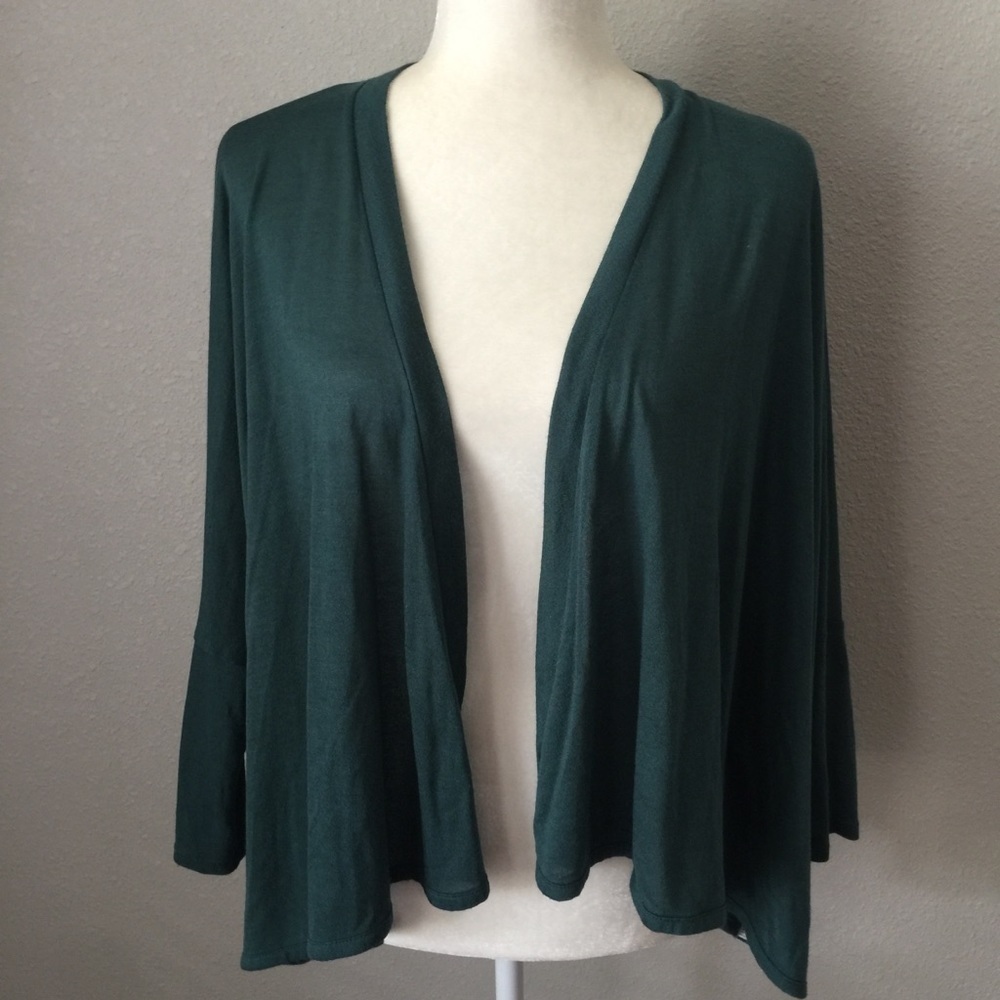 UO Sparkle and Fade Green Open Cardigan